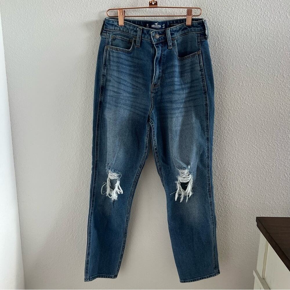 Hollister Ultra High-Rise Mom Jean Vintage Stretch Distressed Knee W27 L27 5